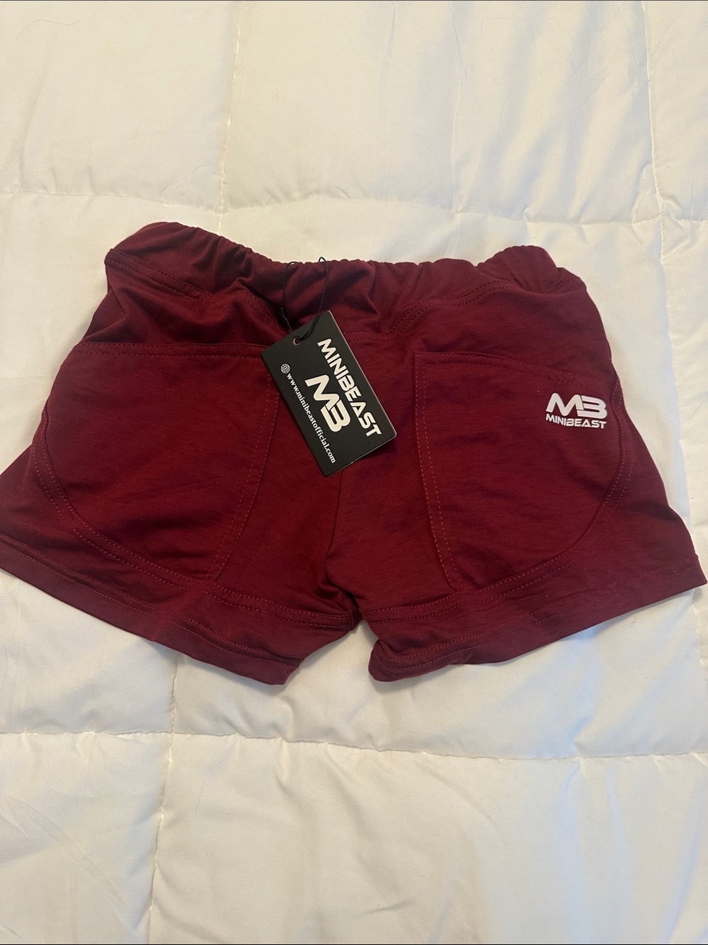MINIBEAST Women's Maroon Athletic Shorts with Front Pockets